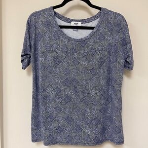 Old Navy: Women’s Short Sleeve Blue / White Blouse, Size M